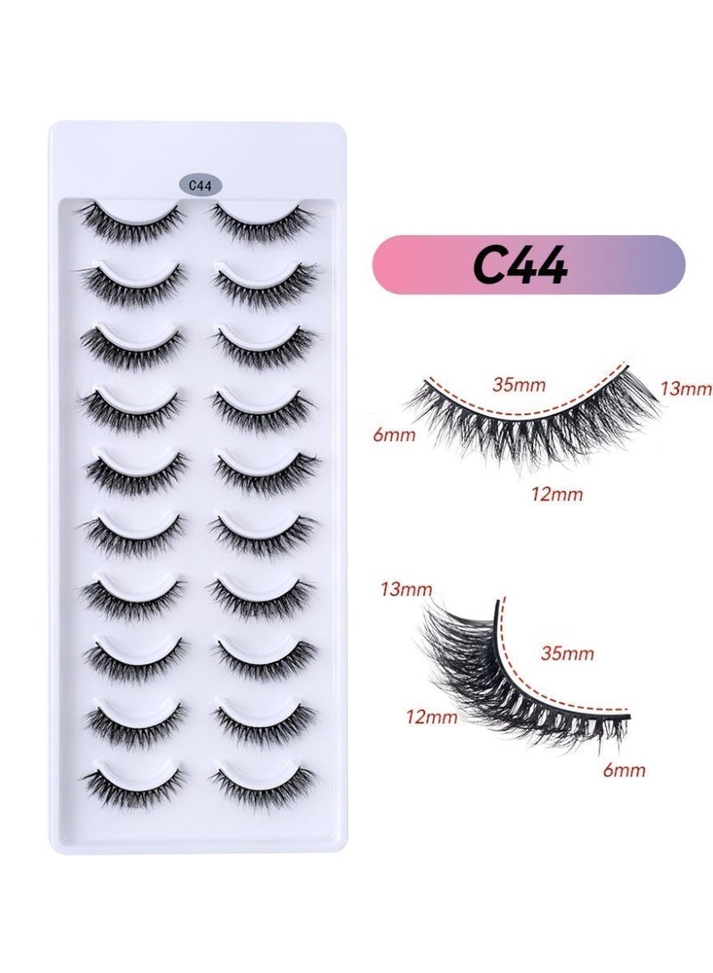 D'AMMA'N 10 Pairs 3D Faux Mink False Eyelashes Mix Length Natural Look Cat Eye Wispy Fluffy Lashes Pack Lightweight Soft Individual Lash Extension - Black - Image 5
