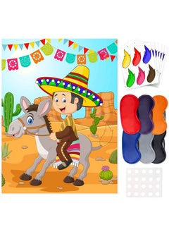 Pin The Tail On The Donkey Party Game Set For Kids 43Pcs Mexican Themed Donkey Games Poster Donkey Tails And Blindfolds For Mexican Donkey Game Kids Birthday Fiesta Party Supplies
