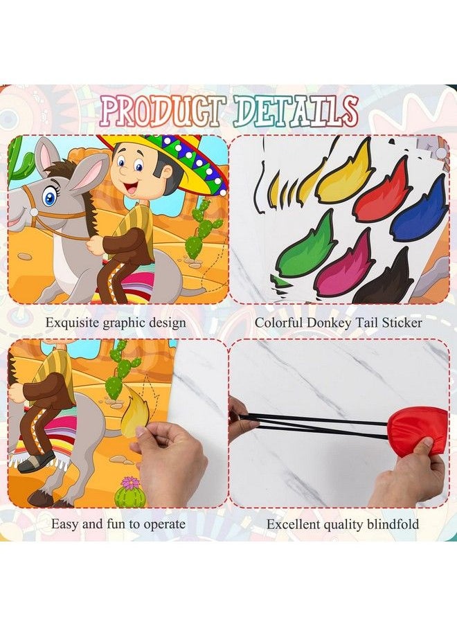 kockuu - Pin The Tail On The Donkey Party Game Set For Kids 43Pcs Mexican Themed Donkey Games Poster Donkey Tails And Blindfolds For Mexican Donkey Game Kids Birthday Fiesta Party Supplies - Image 1