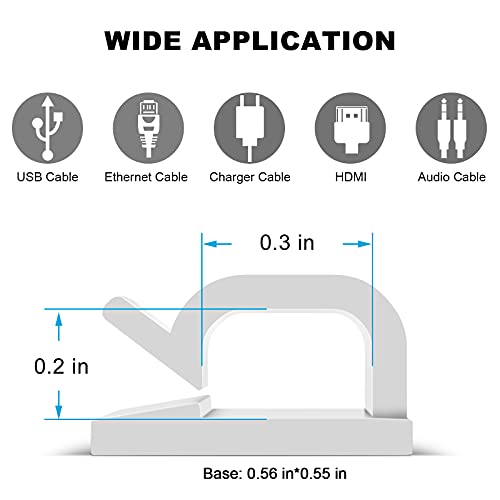 TidyHelper Adhesive Cable Clips White (60 PCS), Upgraded Wire Clips for Cable Management, Strong Cord Clips Wire Holders for The Wall, Under Desk, Led Strip, Electric Wires, Ethernet Cable Clips_Small - Image 3