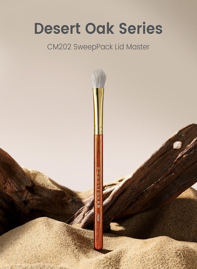 ROWNYEON Desert Oak Series SweepPack Lid Master - Arctic Fox & Goat Hair Blend for Effortless Eyeshadow Packing, Luxury Bubinga Handle (CM 202) - Image 2