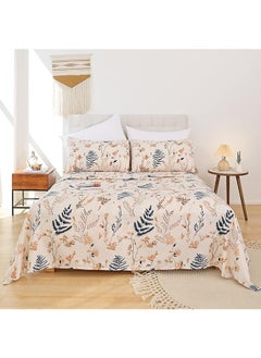 erorex Floral Printed Sheet Set King Soft Microfiber Botanical Bed Sheets 15 Inch Extra Deep Pocket 4 Pieces  - Image 3