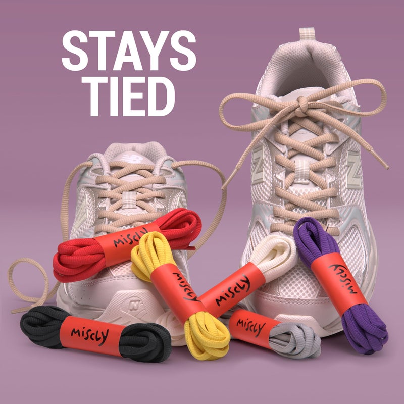 Miscly Oval Athletic Shoe Laces, Multiple Lengths and Colors Available - White, 45â€³ (114 CM) - Image 5