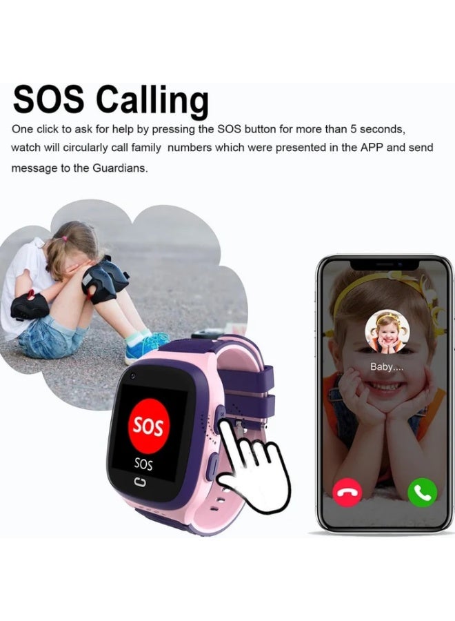 سمارت باري ساعة ذكية للأطفال 4G مع تتبع GPS ومكالمات ثنائية الاتجاه ومكالمات فيديو للأولاد والبنات - Image 3