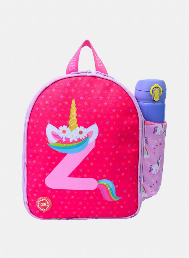 CUBS Nursery Pink Unicorn Letter Z Lunch backpack - Image 1