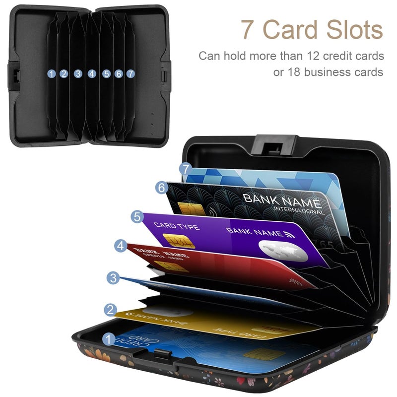 Coco Rossi Credit Card Holder RFID Aluminum Wallet Card Case Mini Business Cards Holder Metal ID Case for Men Women, Dragonflies - Image 3