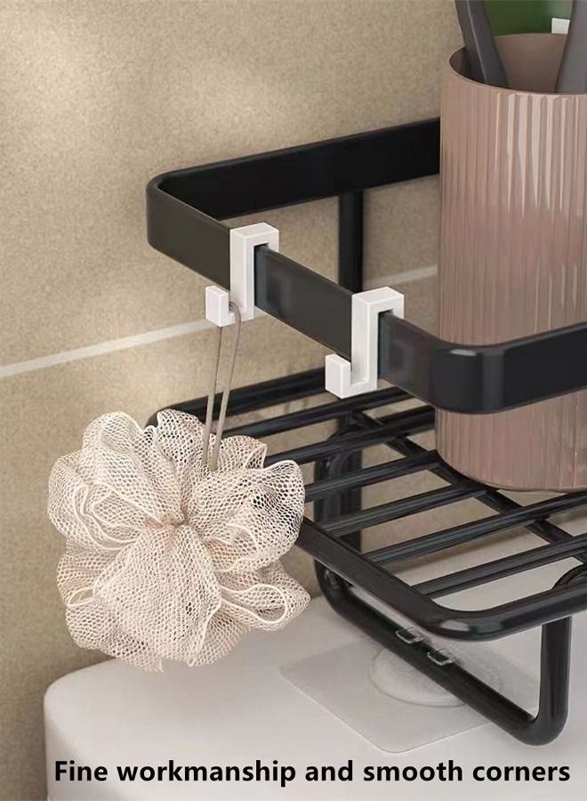 Kutis رف حمام مكون من قطعة واحدة، منظم شامبو وصابون، رف المرحاض، أسود، 34 × 17 × 15.5 سم - Image 3