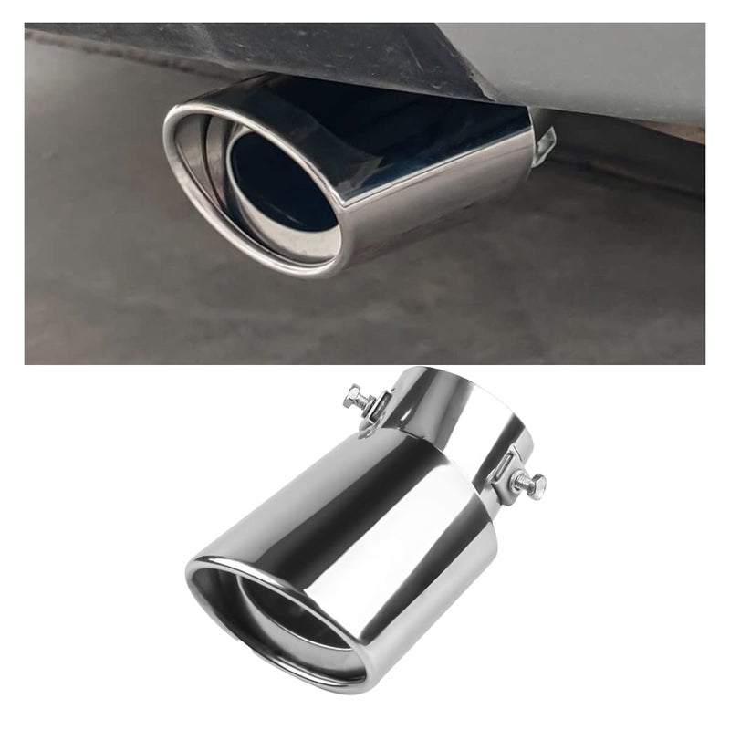 Stainless Steel Car Exhaust Tip 25 Inlet 33 Outlet Adjustable ChromePlated Finish Exhaust Tailpipe Car Exhaust Pipe Modification Tail Throat Tail Pipe Fit for Most Cars Bending Silver