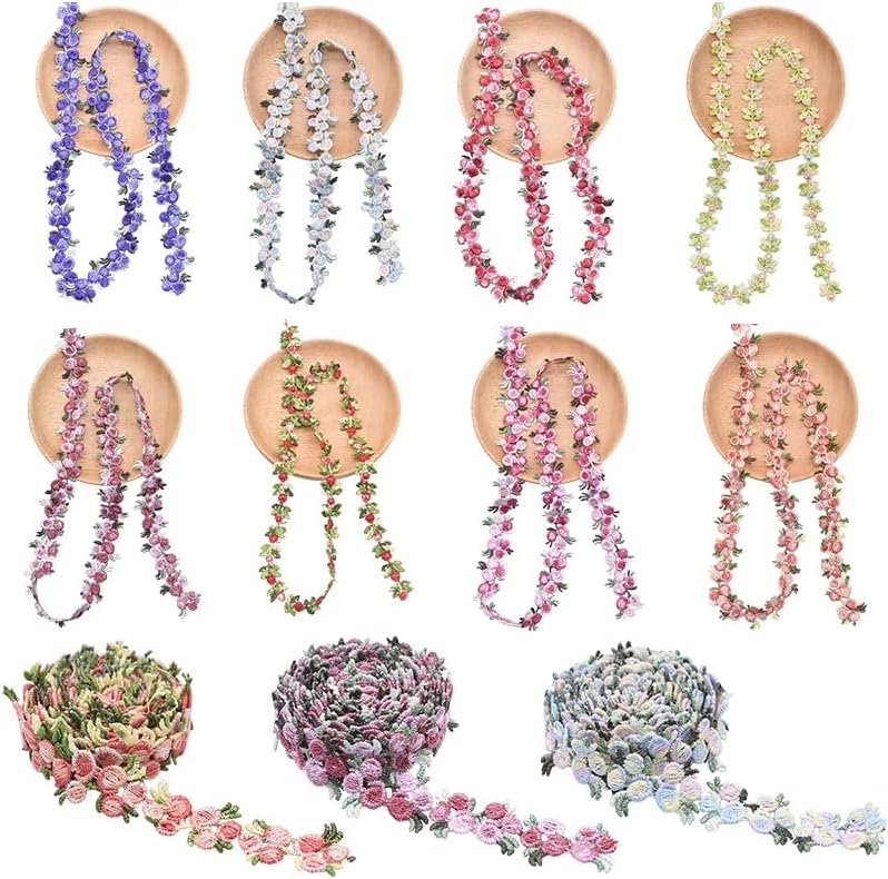 cheekyglo 5 Yards Flower Embroidered Lace Trim Ribbons Fabric Trim DIY Sewing Handmade Craft Materials Clothes Accessories Home Decoration (Purple) - Image 5