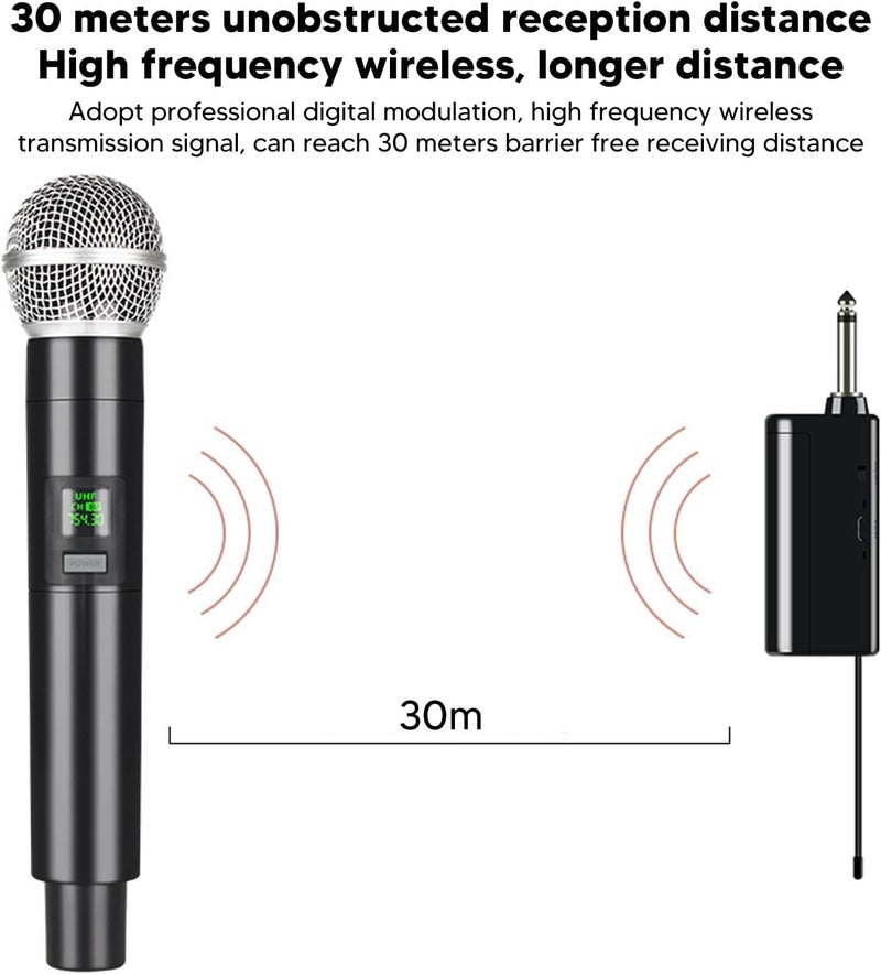 LICAEVEY Wireless Microphone, 2Pcs Handheld VHF Cordless Microphone with Receiver, HiFi Noise Canceling, for Karaoke DJ Party - Image 5