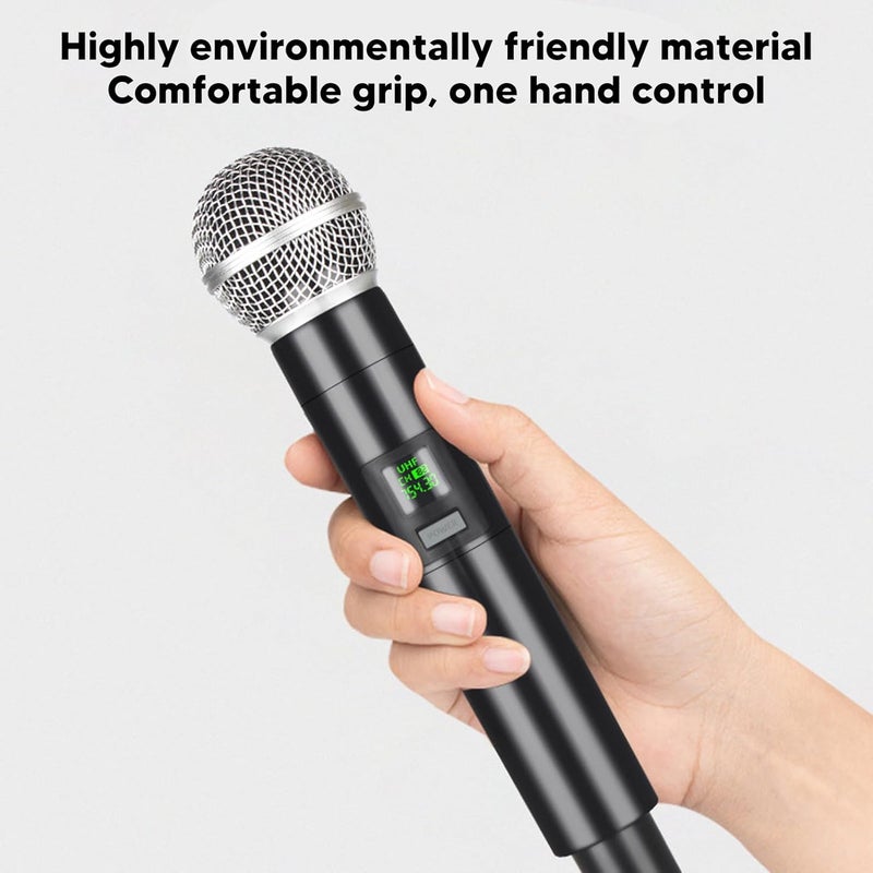 LICAEVEY Wireless Microphone, 2Pcs Handheld VHF Cordless Microphone with Receiver, HiFi Noise Canceling, for Karaoke DJ Party - Image 3
