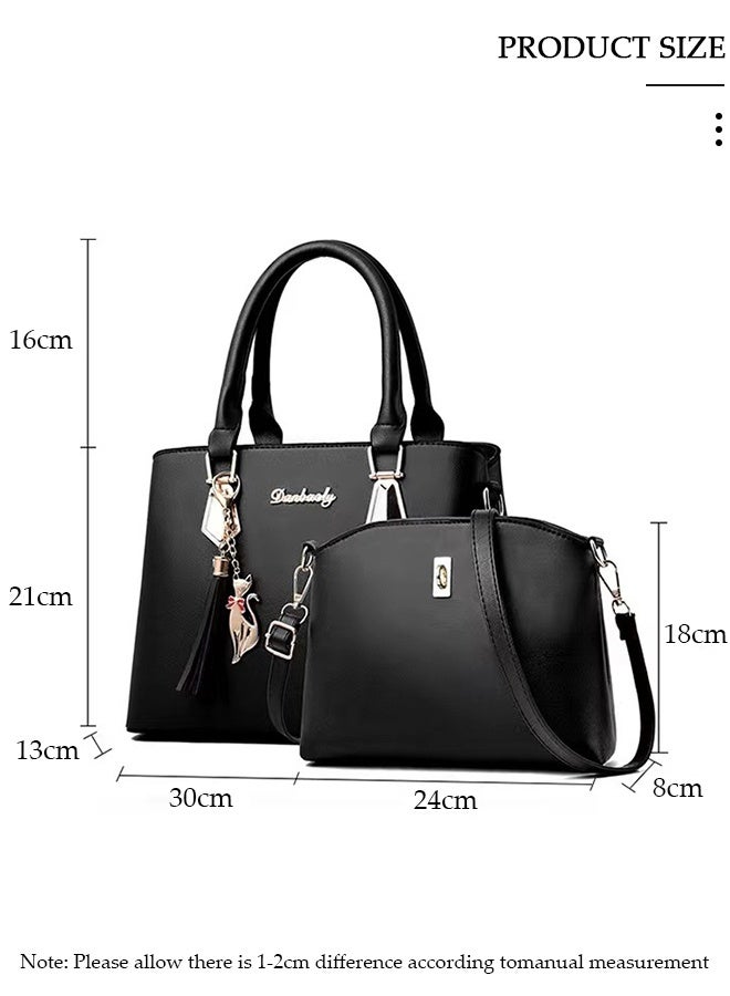 DUNISO Women's Handbag Set Large Capacity Crossbody Bag Fashion Leather Tote Satchel Shoulder Bag Waterproof Purse Set for Office Travel Elegant Daily Bag - Image 3