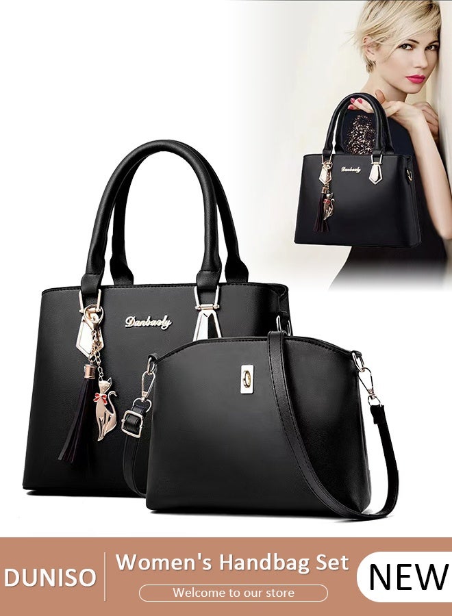 DUNISO Women's Handbag Set Large Capacity Crossbody Bag Fashion Leather Tote Satchel Shoulder Bag Waterproof Purse Set for Office Travel Elegant Daily Bag - Image 1
