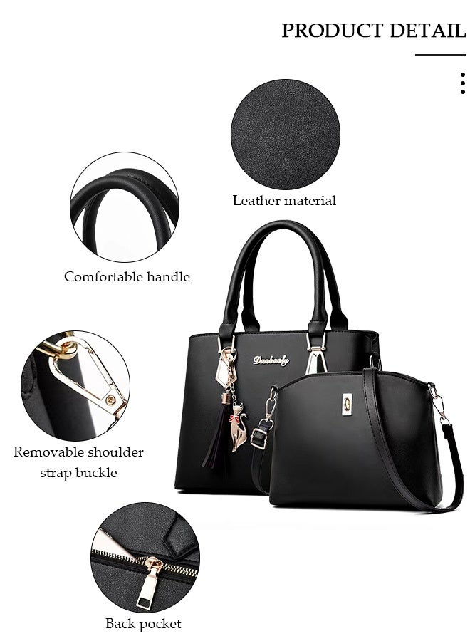 DUNISO Women's Handbag Set Large Capacity Crossbody Bag Fashion Leather Tote Satchel Shoulder Bag Waterproof Purse Set for Office Travel Elegant Daily Bag - Image 5