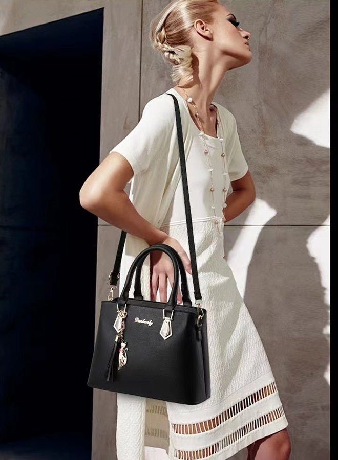 DUNISO Women's Handbag Set Large Capacity Crossbody Bag Fashion Leather Tote Satchel Shoulder Bag Waterproof Purse Set for Office Travel Elegant Daily Bag - Image 2