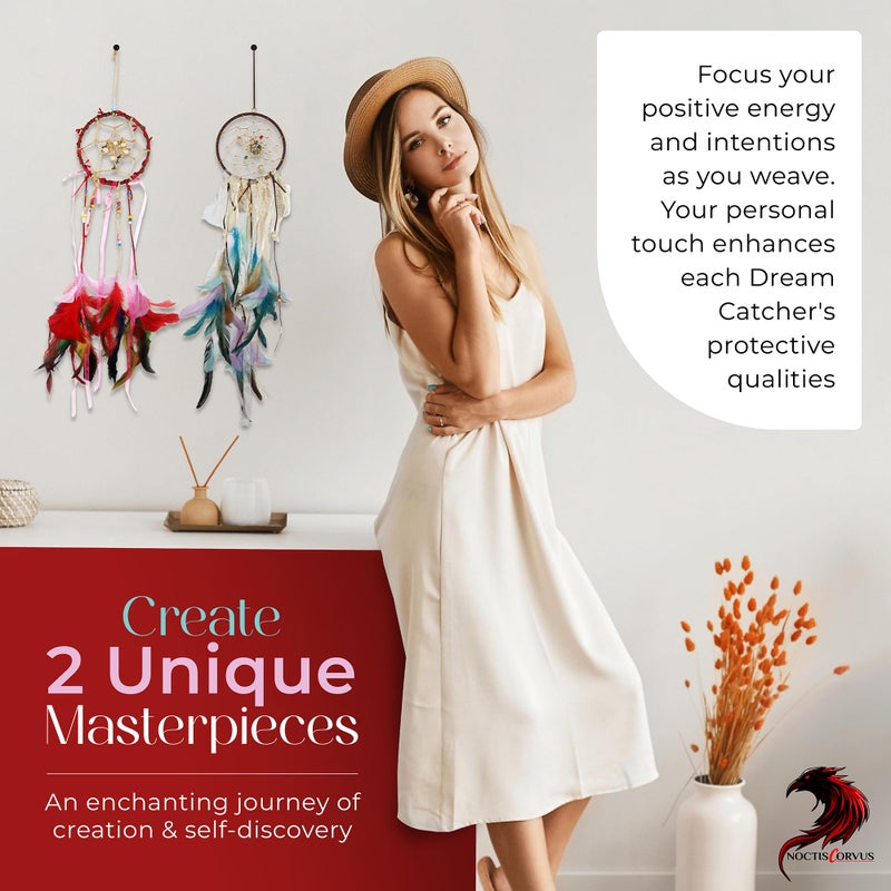 NoctisCorvus DIY Dream Catcher Kit (2 Pack): Make Your Dreamcatcher for Kids & Adults, Unleash Your Creativity, Create Two Unique Talismans, Make Your Very own Dream Catcher - Image 4