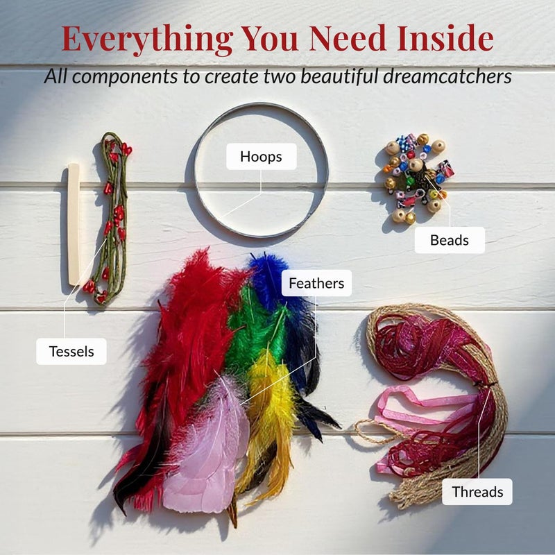 NoctisCorvus DIY Dream Catcher Kit (2 Pack): Make Your Dreamcatcher for Kids & Adults, Unleash Your Creativity, Create Two Unique Talismans, Make Your Very own Dream Catcher - Image 2