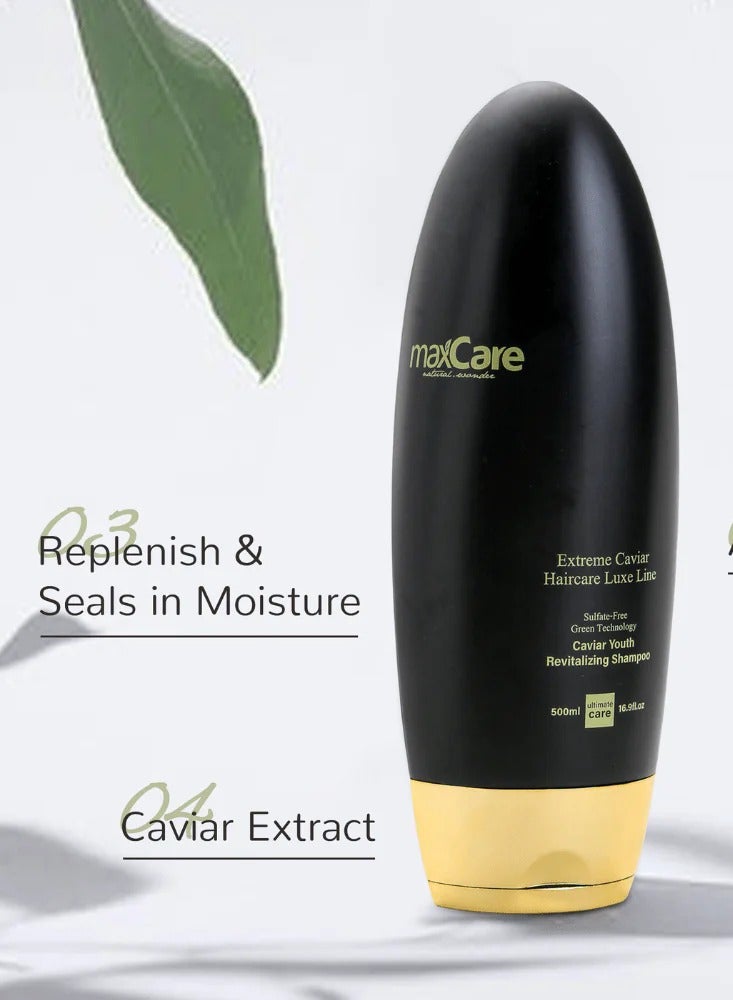 Maxcare Caviar Youth Revitalizing Sulfate-Free Shampoo 500ml – Strengthens & Repairs Hair - Image 5