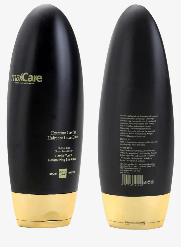 Maxcare Caviar Youth Revitalizing Sulfate-Free Shampoo 500ml – Strengthens & Repairs Hair - Image 2