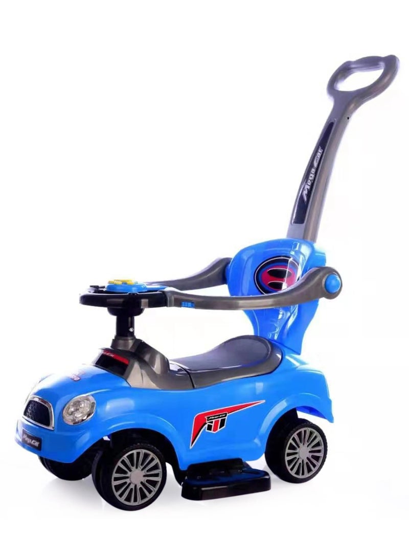 بايكو 3 في 1 أطفال ركوب على دفع سيارة مع مقبض الوالدين ، عجلة القيادة والسلامة مسند الظهر - Image 2