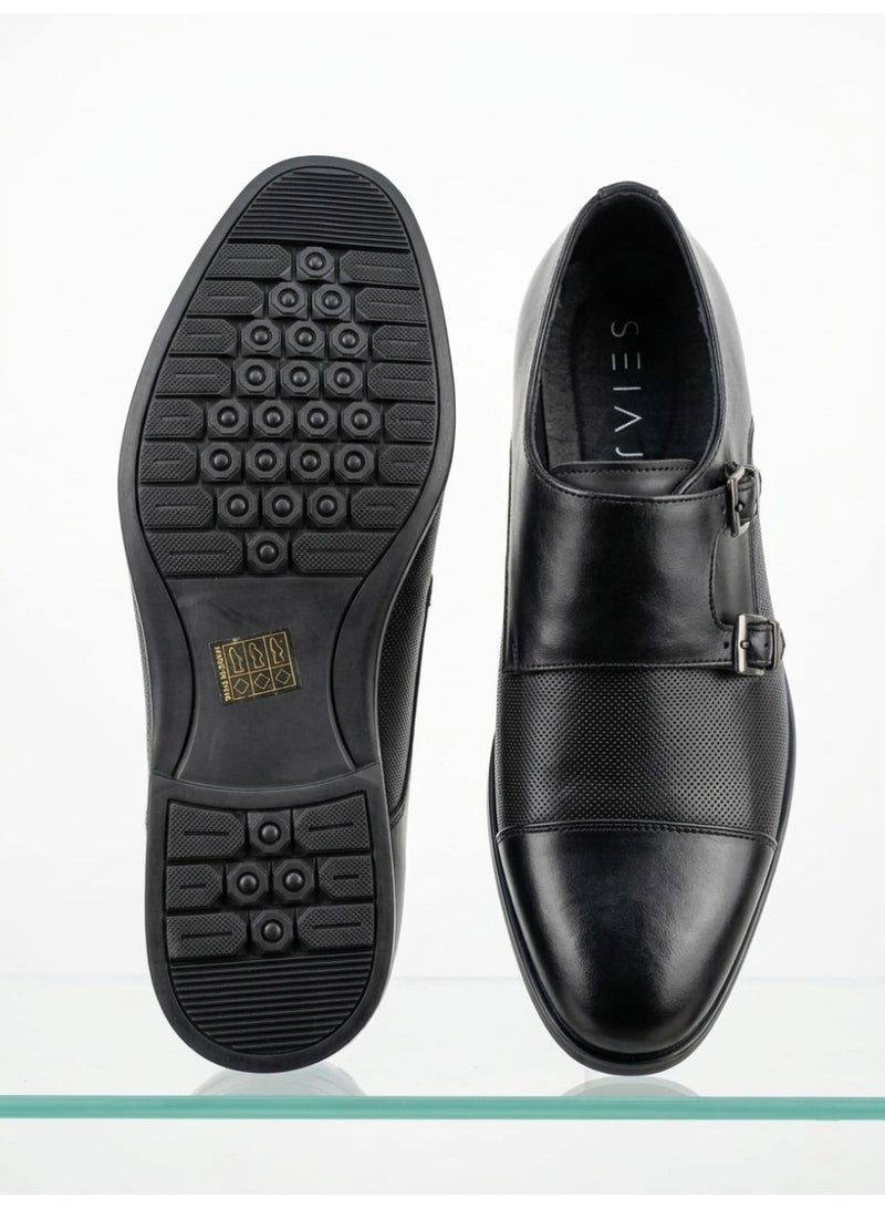 Siag Men’s Black Double Monk Strap Dress Shoes - Image 4