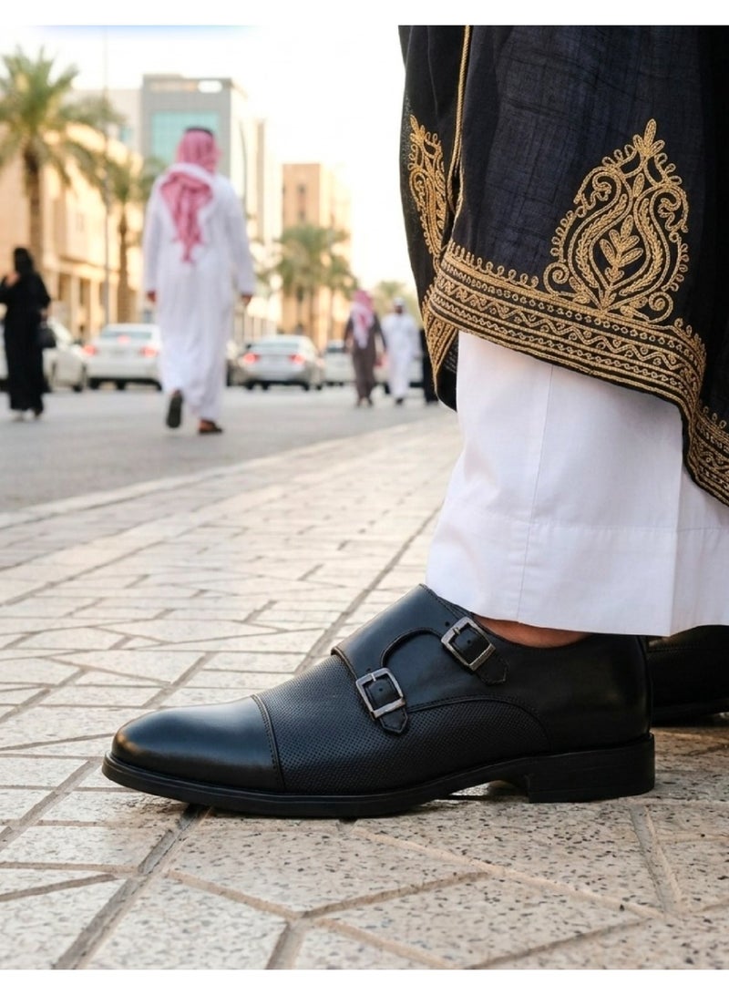 Siag Men’s Black Double Monk Strap Dress Shoes - Image 5