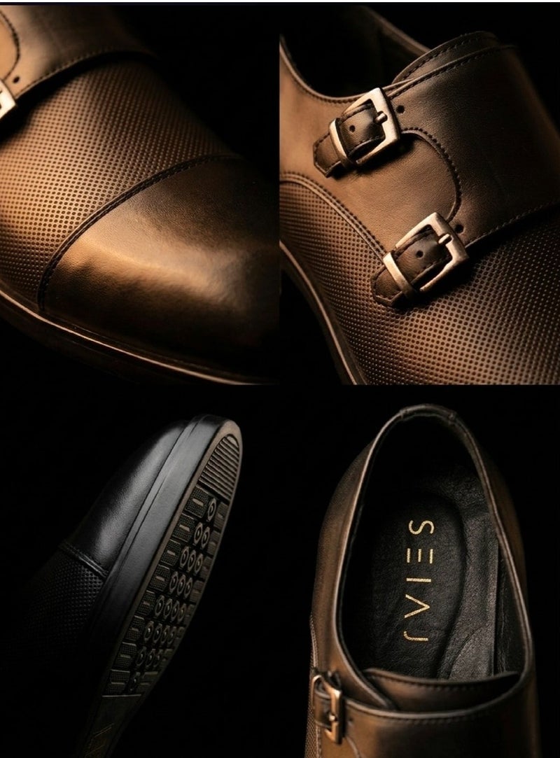 Siag Men’s Black Double Monk Strap Dress Shoes - Image 2