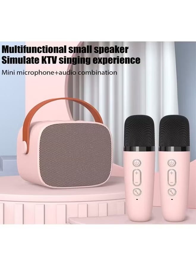 Portable Bluetooth Karaoke Speaker with 2 Wireless Microphones for Home Enjoyment Party