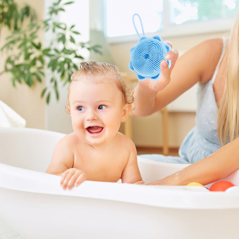 Large Blue Silicone Bath Brush with Massage Soft Touch for Gentle Body Care and Exfoliation - Image 5