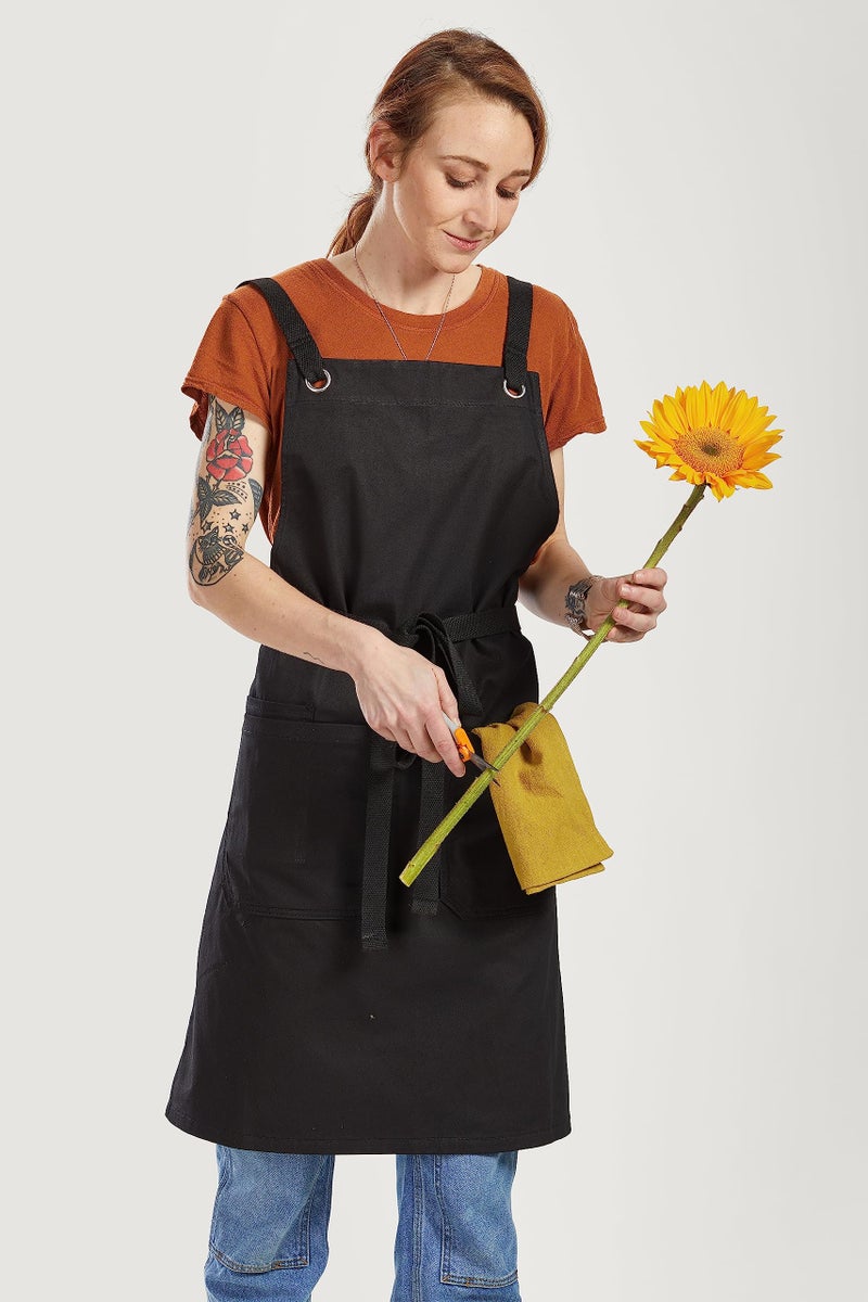 Caldo Crossback Kitchen Apron for Cooking (Black) - Image 3