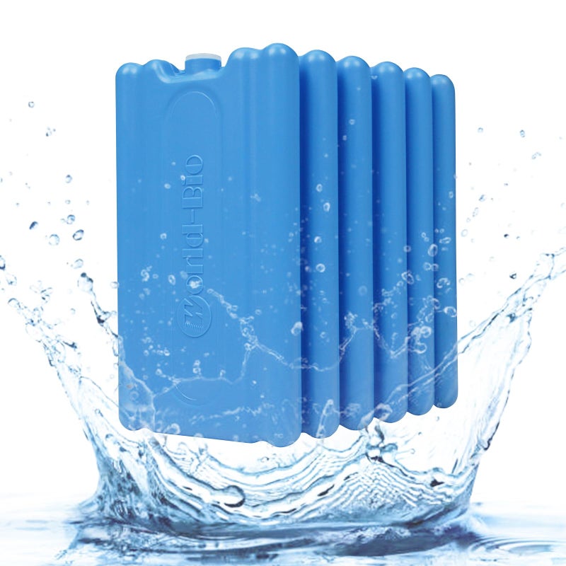 WORLD-BIO Reusable Ice Packs for Lunch Boxes & Coolers, Leakproof Quick Freeze Cold Packs for Picnics, Beach, Camping, Work - Long Lasting to Keep Drinks Cold (Thin Ice Packs 6 Pcs) - Image 1