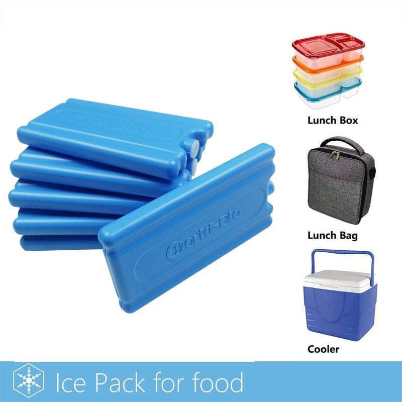 WORLD-BIO Reusable Ice Packs for Lunch Boxes & Coolers, Leakproof Quick Freeze Cold Packs for Picnics, Beach, Camping, Work - Long Lasting to Keep Drinks Cold (Thin Ice Packs 6 Pcs) - Image 4