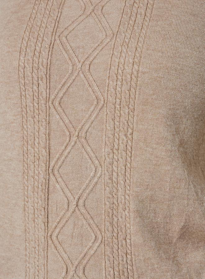 Styli Beige Solid Cable Knit Jumper - Image 5