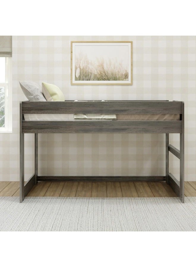 Max & Lily Modern Farmhouse Low Loft Bed, Twin Bed Frame For Kids, Driftwood - Image 2