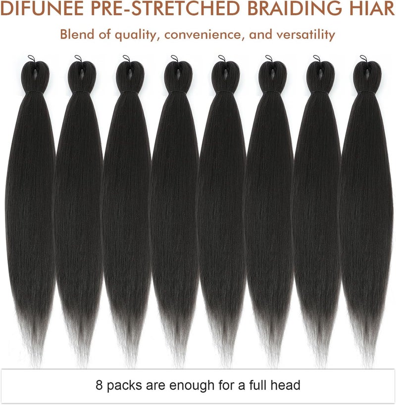 Difunee Pre-stretched Braiding Hair - 26 Inch 8 Packs Light Brown Super Long Braiding Hair For Twist or Box Braids, Yaki Texture Hot Water Setting Synthetic Braiding Hair Extensions (26 Inch, #4-8P) - Image 5