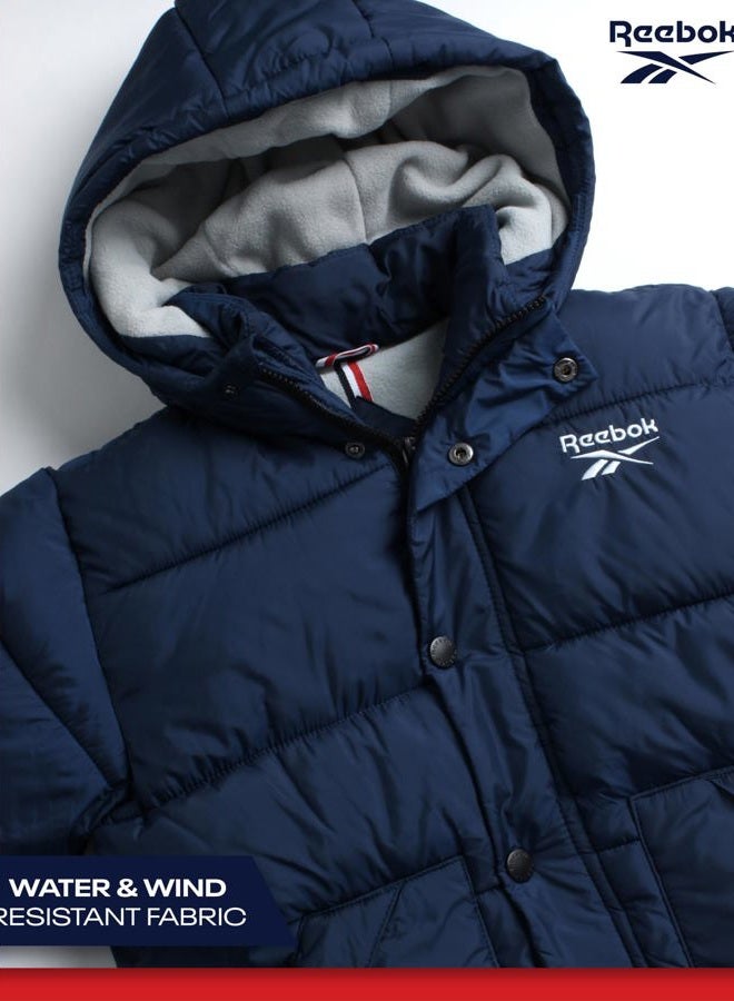 Reebok Boys Winter Jacket - Weather Resistant Insulated Puffer Parka Coat - Heavyweight Ski Jacket for Boys (8-20), Size 14-16, Northern Night - Image 4