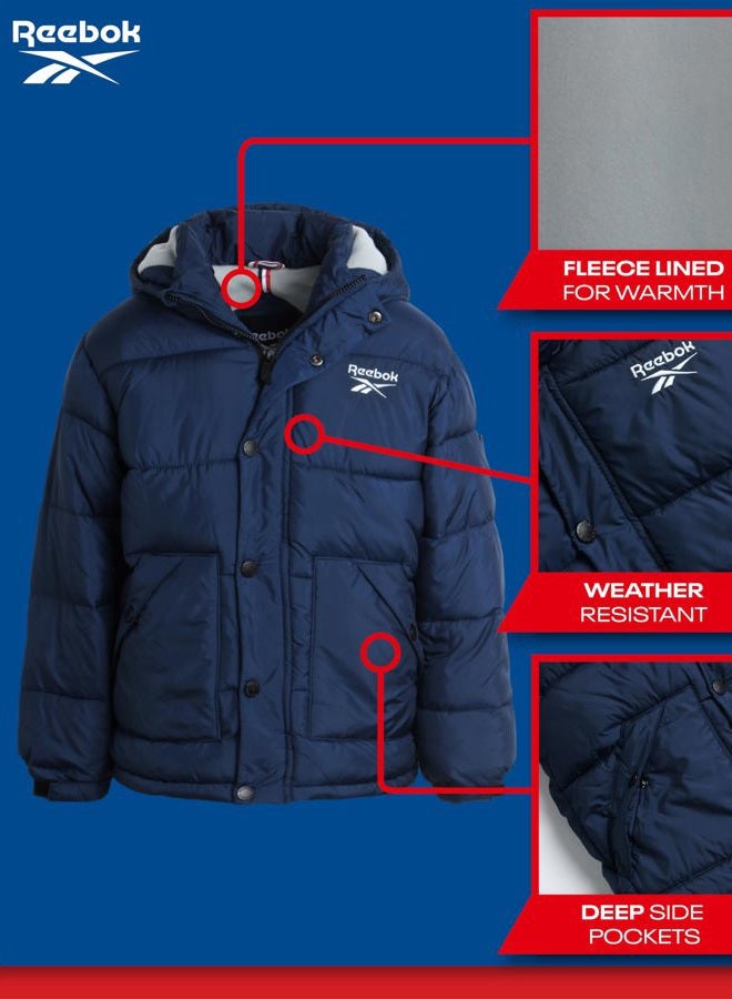 Reebok Boys Winter Jacket - Weather Resistant Insulated Puffer Parka Coat - Heavyweight Ski Jacket for Boys (8-20), Size 14-16, Northern Night - Image 2
