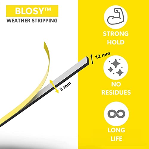 BLOSY Weather Stripping 1/2" W x 1/8" T, White Foam Tape for Window Door, Adhesive Foam Insulation Tape Reduce Noise Dust Cold Air, 16FT Each x 3 Rolls - Image 2
