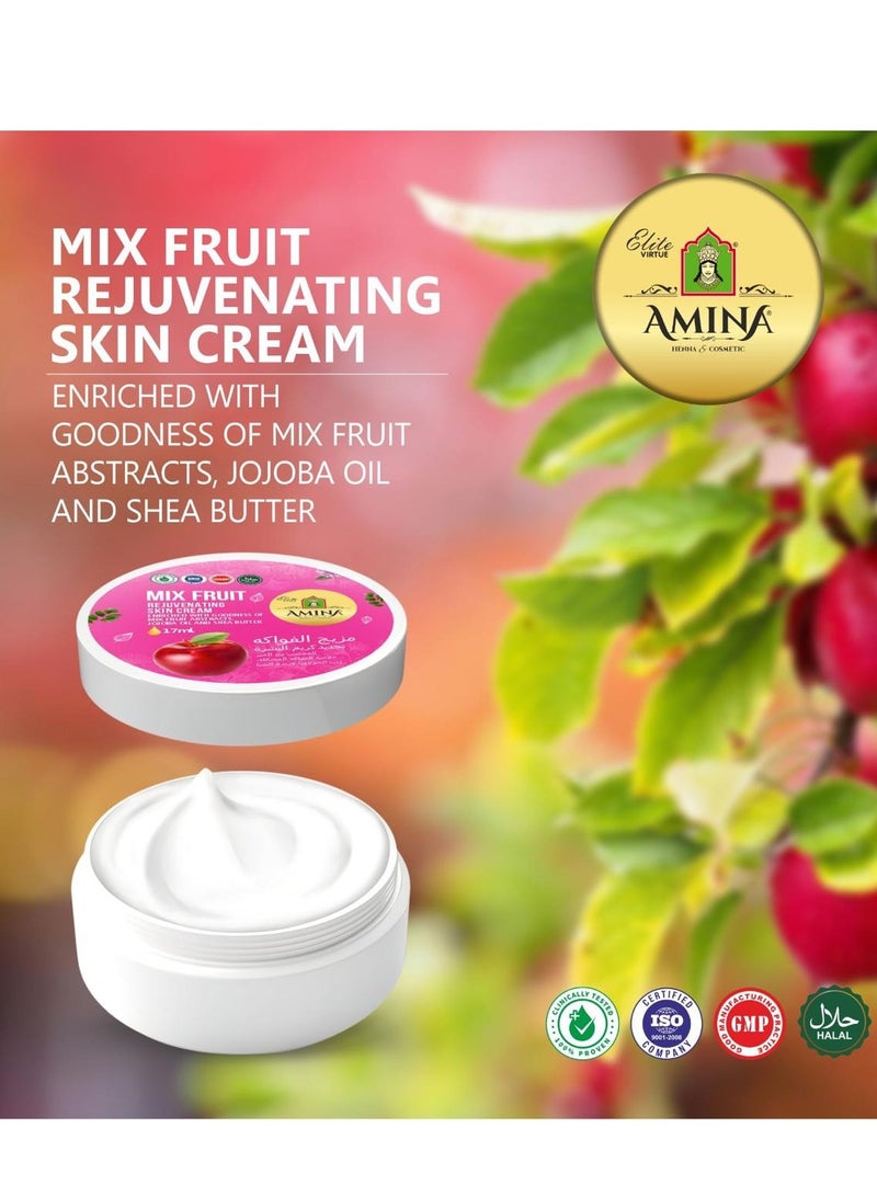 Amina Mix Fruit Moisturizing Cream with a lightweight, nourishing formula, Beauty cream, for soft smooth skin, 17 ml (Pack of 6) - Image 4