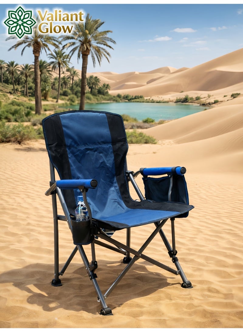 Valiant Glow Outdoor Portable Folding Camping Chair |Heavy Duty Camping Chair| Supports 450 KG Camping Chairs | Outdoor Armchair | Portable Lawn Chair with High Back Cushion | With Side Storage Pockets, Cup Holder, and Portable Carrying Bag. - Image 1
