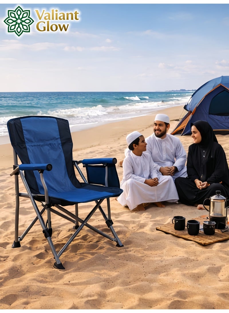 Valiant Glow Outdoor Portable Folding Camping Chair |Heavy Duty Camping Chair| Supports 450 KG Camping Chairs | Outdoor Armchair | Portable Lawn Chair with High Back Cushion | With Side Storage Pockets, Cup Holder, and Portable Carrying Bag. - Image 2