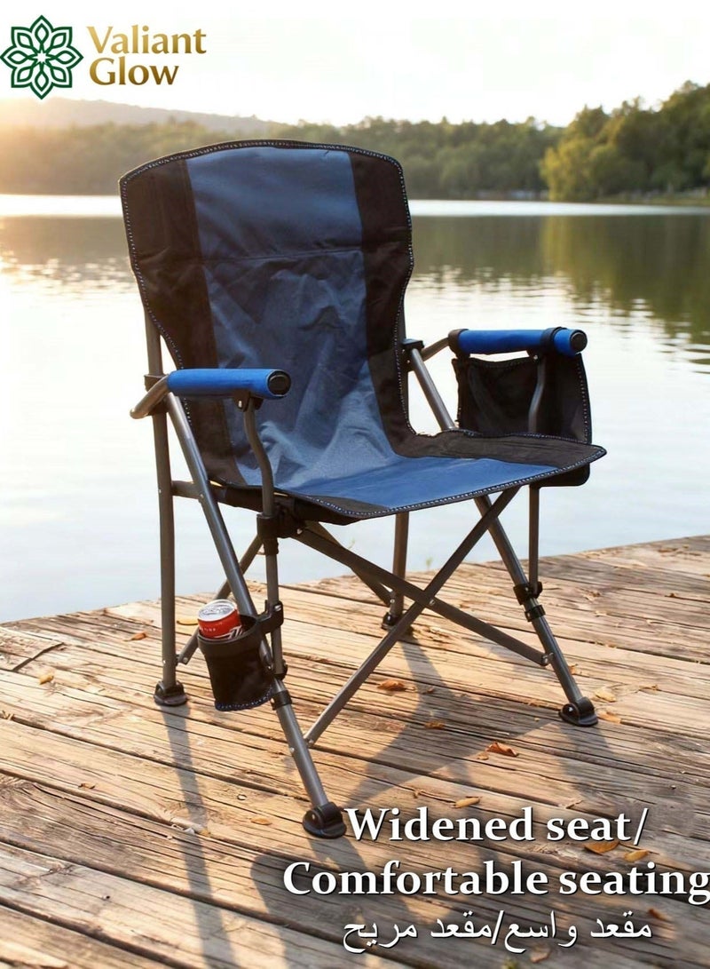 Valiant Glow Outdoor Portable Folding Camping Chair |Heavy Duty Camping Chair| Supports 450 KG Camping Chairs | Outdoor Armchair | Portable Lawn Chair with High Back Cushion | With Side Storage Pockets, Cup Holder, and Portable Carrying Bag. - Image 5
