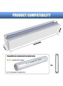 Arabest Plastic Wrap Dispenser with Slide Cutter, Reusable Cling Film Dispenser, Double Elastic Buckle Adjustable Length for Aluminum foil, 1 Roll Plastic Food Wrap Included  - Image 2