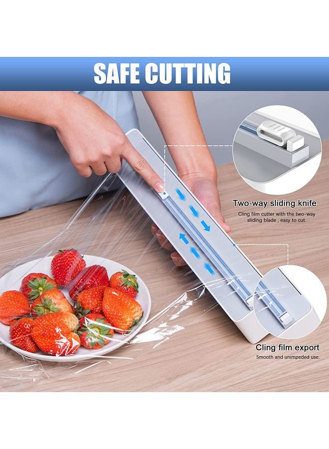 Arabest Plastic Wrap Dispenser with Slide Cutter, Reusable Cling Film Dispenser, Double Elastic Buckle Adjustable Length for Aluminum foil, 1 Roll Plastic Food Wrap Included  - Image 4