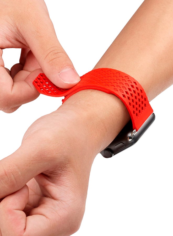 ISank Milanese Loop Replacement Strap For Apple Watch Series 3/2/1 Red - Image 5