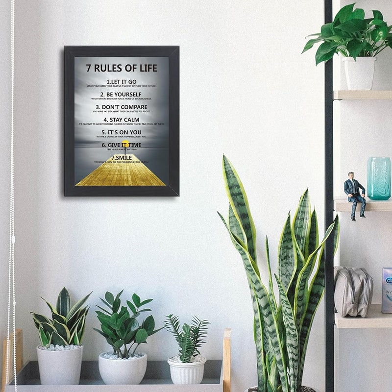 Ploceiny 7 Rules of Life Motivational Wall Art - Image 2