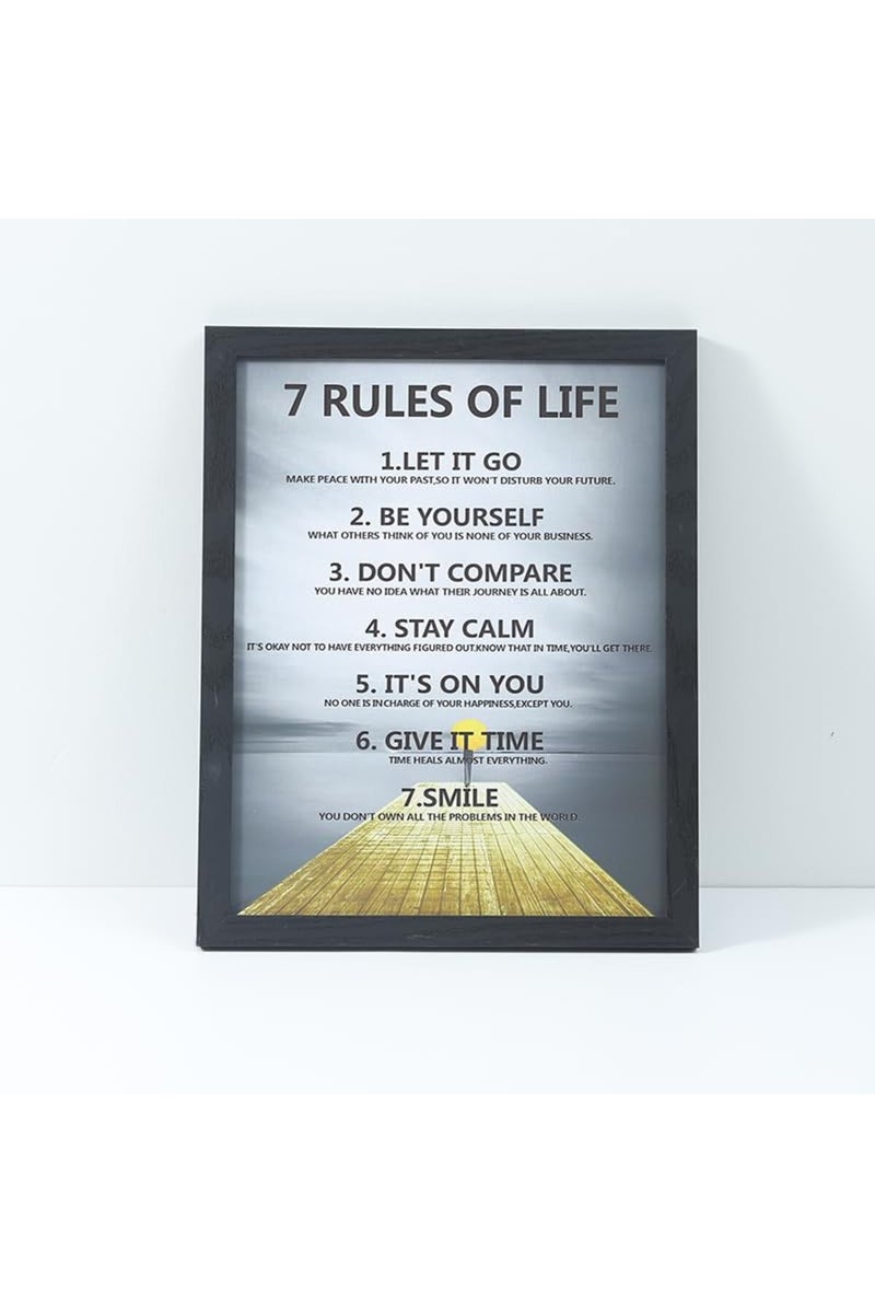 Ploceiny 7 Rules of Life Motivational Wall Art - Image 1