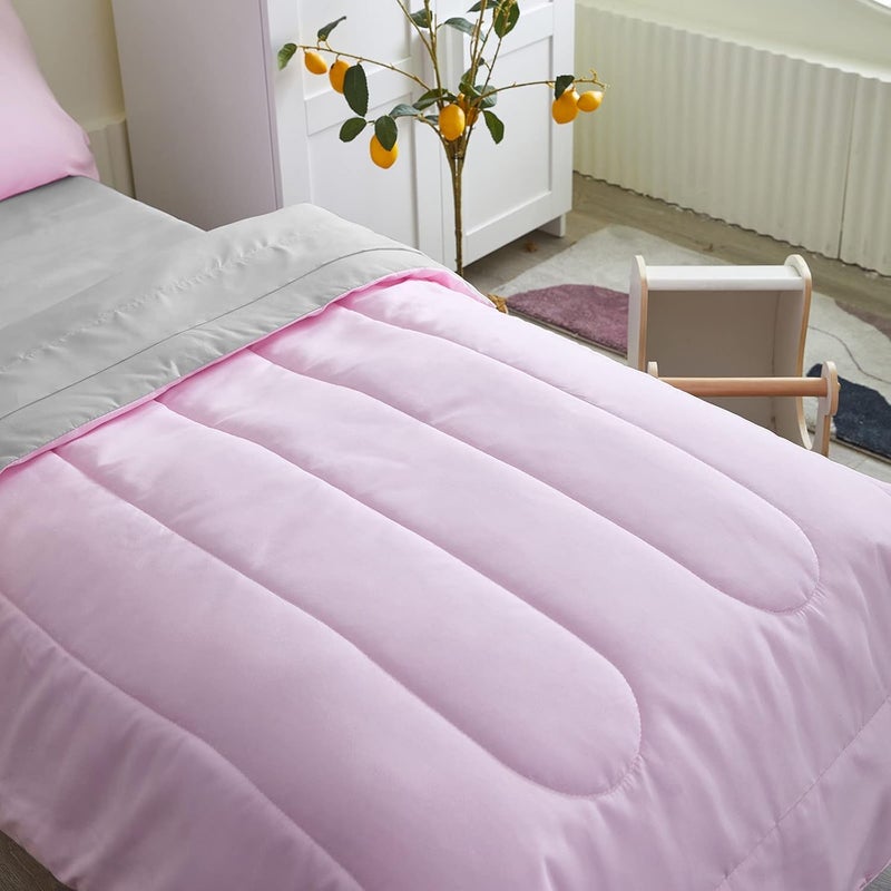 Uozzi Bedding 4-Piece Toddler Bedding Set in Pink & Gray - Image 5