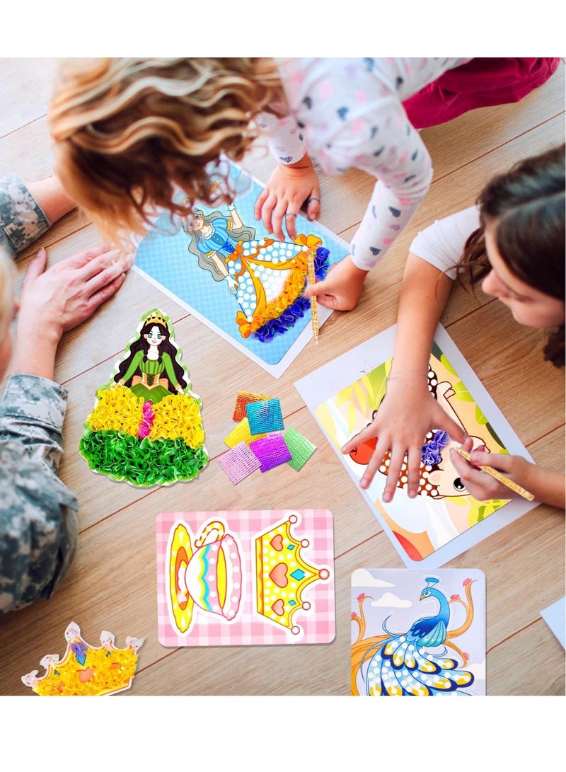 Excefore ألعاب فنية DIY، طقم حرفة ورقية للفتيات من سن 3-8، حلم الطفولة اللانهائي مطلي يدويًا برسم النقر، ألعاب فنية DIY، الهدية المثالية للفتيات، تعليمية وممتعة - Image 2