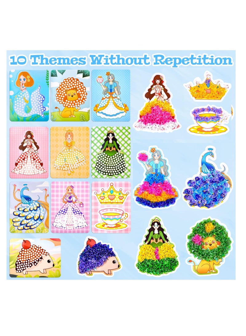 Excefore ألعاب فنية DIY، طقم حرفة ورقية للفتيات من سن 3-8، حلم الطفولة اللانهائي مطلي يدويًا برسم النقر، ألعاب فنية DIY، الهدية المثالية للفتيات، تعليمية وممتعة - Image 3